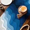 thumbnail image 4 of Blue Geometric Beach Table Runner, Ombre Waves Moire Abstract Art Washable Cotton Linen Table Runners 36 Inches Long, Dresser Scarf Runner for Nightstand/End Tables/Round Tables 13''x36'', 4 of 8