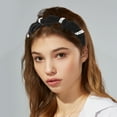 thumbnail image 2 of Accesorios para el cabello de mujer, diadema de 1 pieza con lazo de perlas aterciopeladas en negro, 2 of 5