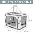 thumbnail image 2 of Petseek Transportador Extra Grande para Gatos de Lado Suave Plegable para Perros pequeños y medianos, 24 x 16.5 x 16 Pulgadas, de Viaje, Plegable, ventilado, diseño cómodo, vehículo portátil, 2 of 5