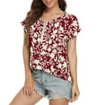 thumbnail image 2 of Pompotops T-shirt Décontracté pour Femmes Imprimé Manches Courtes Fermeture Éclair Pull Blouse Tops, 2 of 8