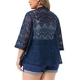 thumbnail image 4 of Agnes Orinda Women's Plus Size Halloween Outfits Cardigan Crochet Hollow Out Button Front V Neck 3/4 Sleeve Cover Up Casual Knit Cardigans 3X Blue, 4 of 8