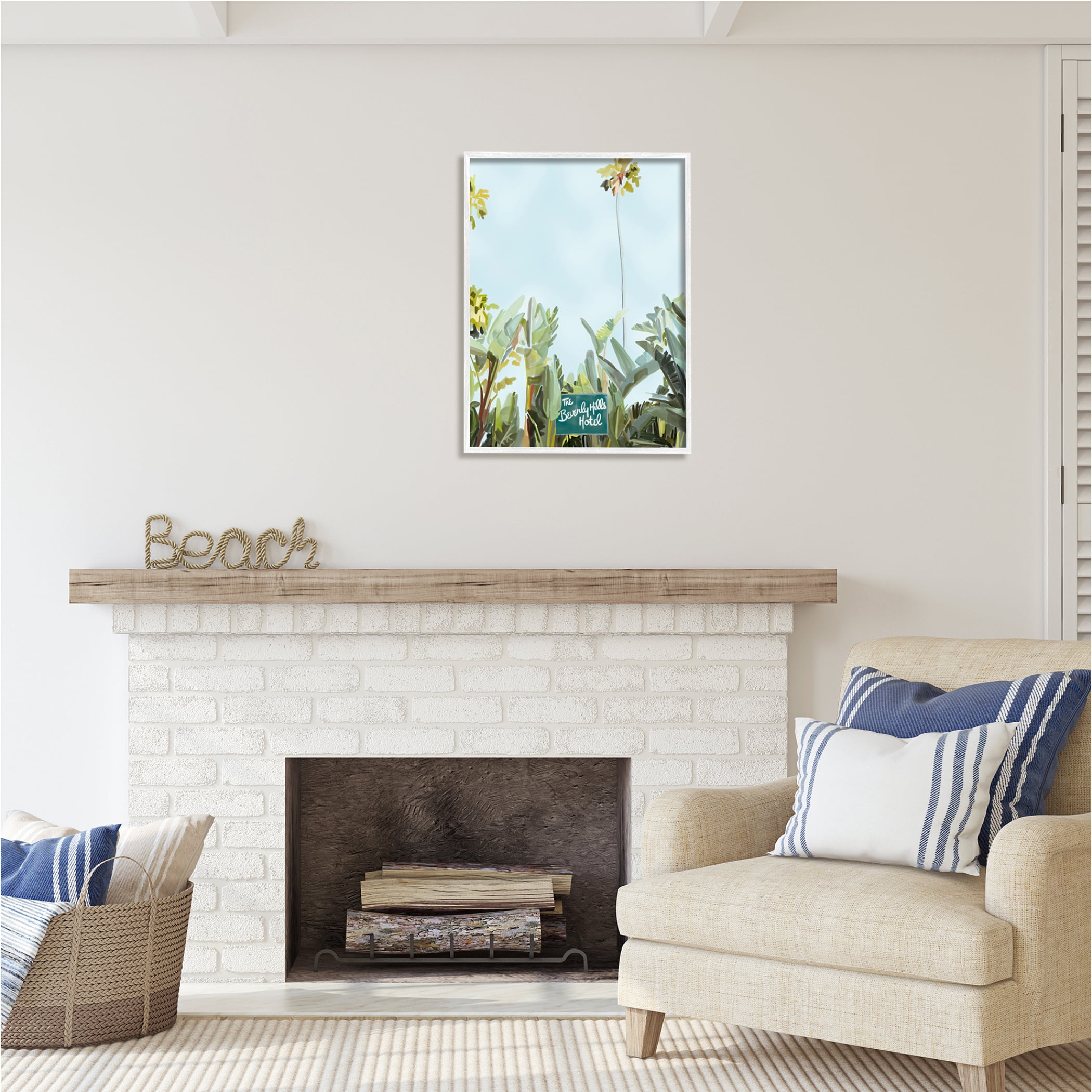 Stupell Industries Beverly Hills Hotel Plants Botanical & Floral Painting White Framed Art Print Wall Art, 24 x 30