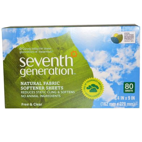 Seventh Generation Natural Fabric Softener Sheets 80 Sheets (2 Pack