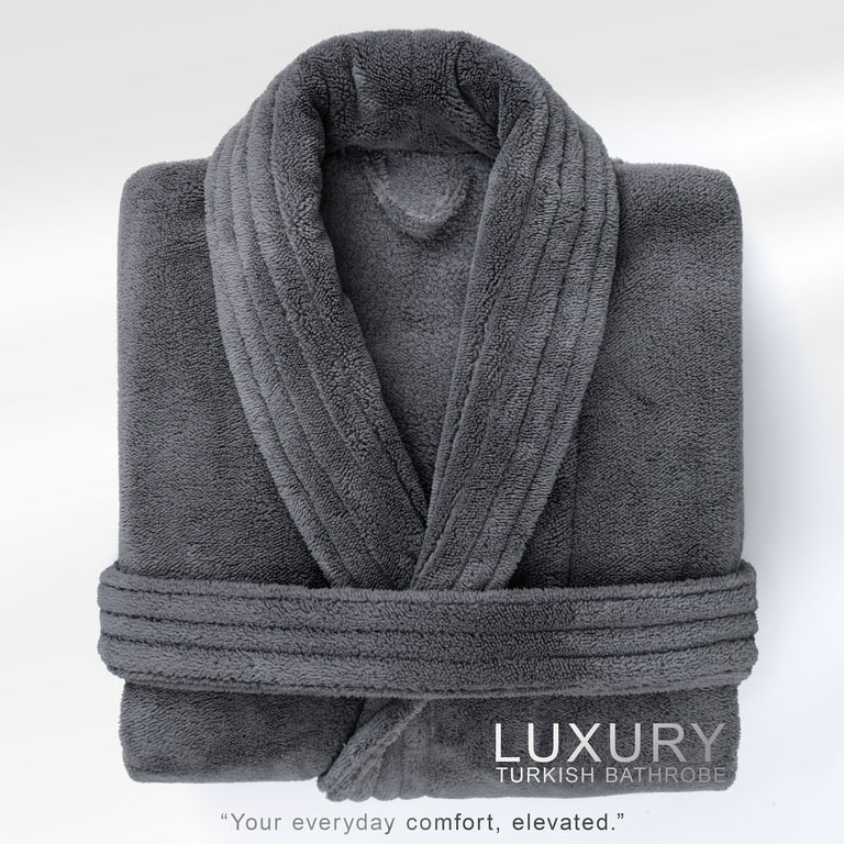 American Soft Linen Mens and Womens Robe Warm Fleece Unisex Bathrobe - M-L