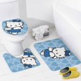 thumbnail image 2 of Kawaii Cat 4Pcs Family Shower Curtain Sets with Non-Slip Rugs, Toilet Lid Cover and Bath Mat, Black Home Bathroom Decor Set Accessories Waterproof Shower Curtains with 12 Hooks, 71 x 71 Inch, 2 of 8