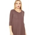 thumbnail image 4 of Women's Loose Fit 3/4 Sleeve Round Neck Jersey Knit A-Line Solid Midi Dress, 4 of 4