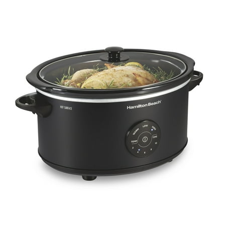 Hamilton Beach 6 Qt Programmable Slow Cooker, Stoneware Crock with Removable Pot, Matte Black