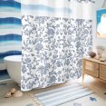 thumbnail image 5 of No Hook Shower Curtain, Blue Flower Shower Curtains for Bathroom with See Through Top Window, Vintage Farmhouse Boho Leaf Spring Summer Waterproof & Washable Bath Curtain Long 72"x78", 5 of 9