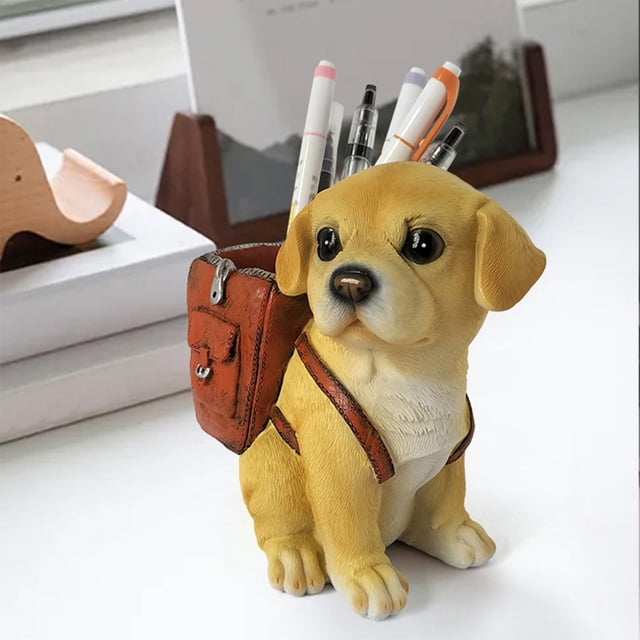 Organizador de portabolígrafos de resina con forma de perro | Adorno decorativo de almacenamiento de escritorio | Acento en la decoración del hogar | Idea de regalo única | Artesanía de resina