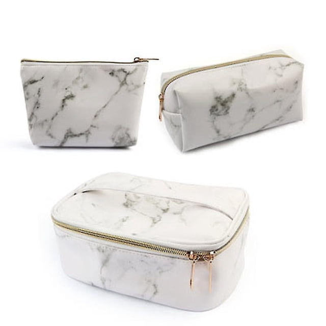 Set de neceseres cosméticos, bolsa de maquillaje de mármol de 3 piezas para mujer