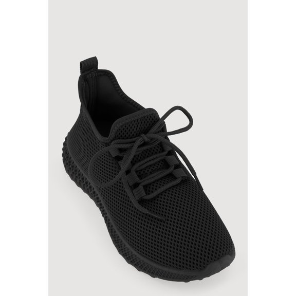 Women's Textured Knit Lace Up Low Top Sneakers