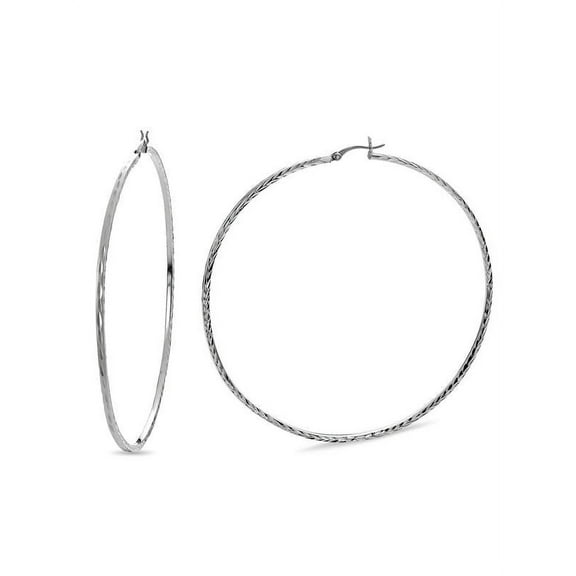 Sterling Silver Diamond Cut Square Tubing Hoop Earrings