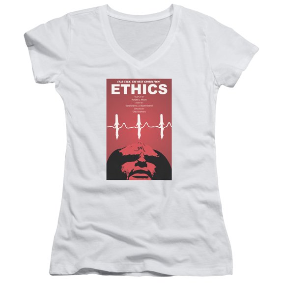 Star Trek Tng Season 5 Episode 16 Junior Women's V-Neck T-Shirt White