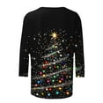 thumbnail image 5 of Atogsazn Womens Christmas 3/4 Sleeve Shirt Casual Crew Neck Pullover Blouse Relaxed Fit Clothes Basic Tops Outfit Black M Fashion, 5 of 5