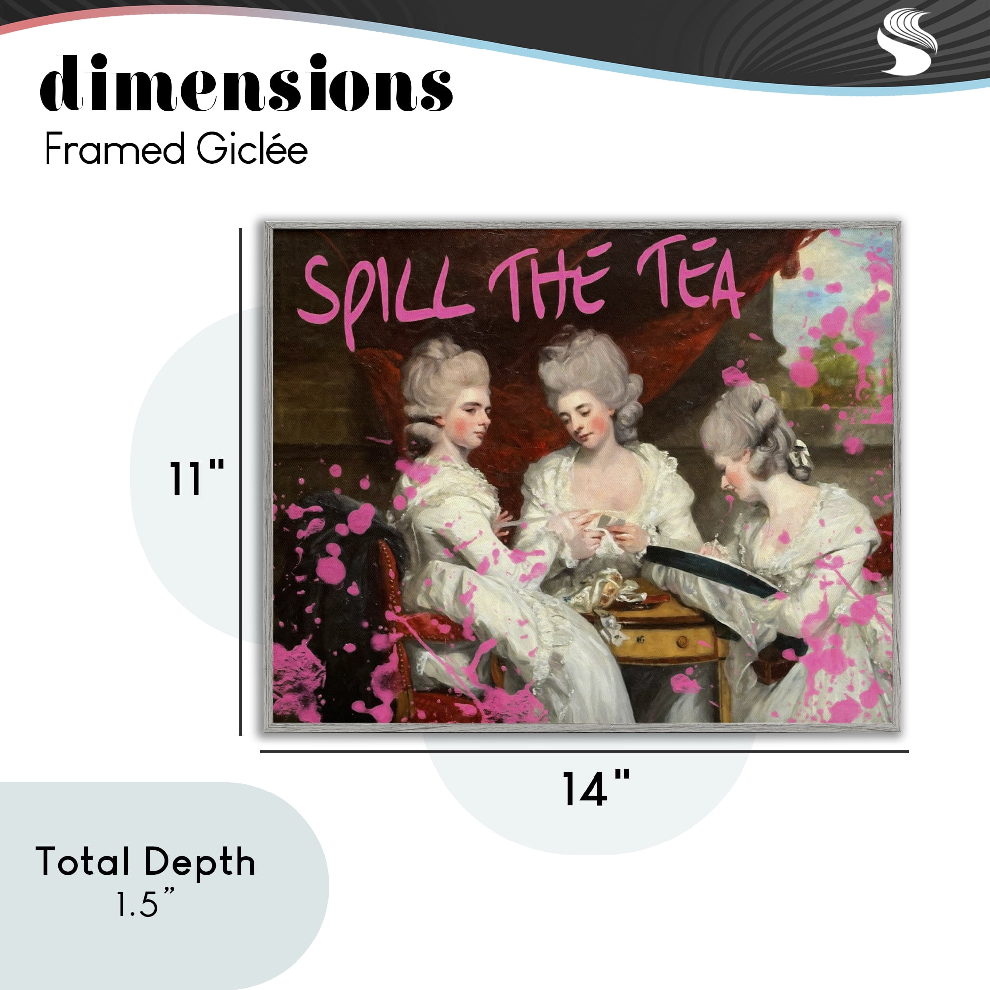 Stupell Industries Spill The Tea Iconic Ladies Gray Framed Giclee Art, design by Grotto Studios