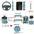 thumbnail image 6 of Jeiento Southwest Aztec Car Seat Covers Front Back Seats Set 15 Piece Steering Wheel Cover Seatbelt Cushion Pad Trash Bin Air Vent Pocket Rearview Mirror Cover Blue Cup Holder Key Chain, 6 of 7