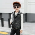 thumbnail image 5 of SUXIAN Boys Jacket Vest Leather Imitation Motorcycle All- for Children Leisure Casual Black 7-8 Years, 5 of 6