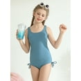 thumbnail image 5 of 9-16T Girls Summer One Piece Swimsuits with Drawstring Adjustable Spaghetti Strap Ribbed Swimwear Bathing Suit, Size 9-16 Years, 5 of 8