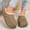 Khaki, variant on Women's Faux Suede Platform Mule Shoes, Sherpa Lined Slip On Winter Clogs, Hand Stitching Warm Indoor Outdoor Slippers