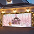 thumbnail image 3 of Fsddascl 6 x 13 Ft Christmas Garage Door Cover, Pink Christmas Large Garage Door Banner, Xmas Farmhouse Tree Blue Sky Snowflake Hanging Garage Mural Background for Indoor Outdoor Xmas Party Supplies, 3 of 9