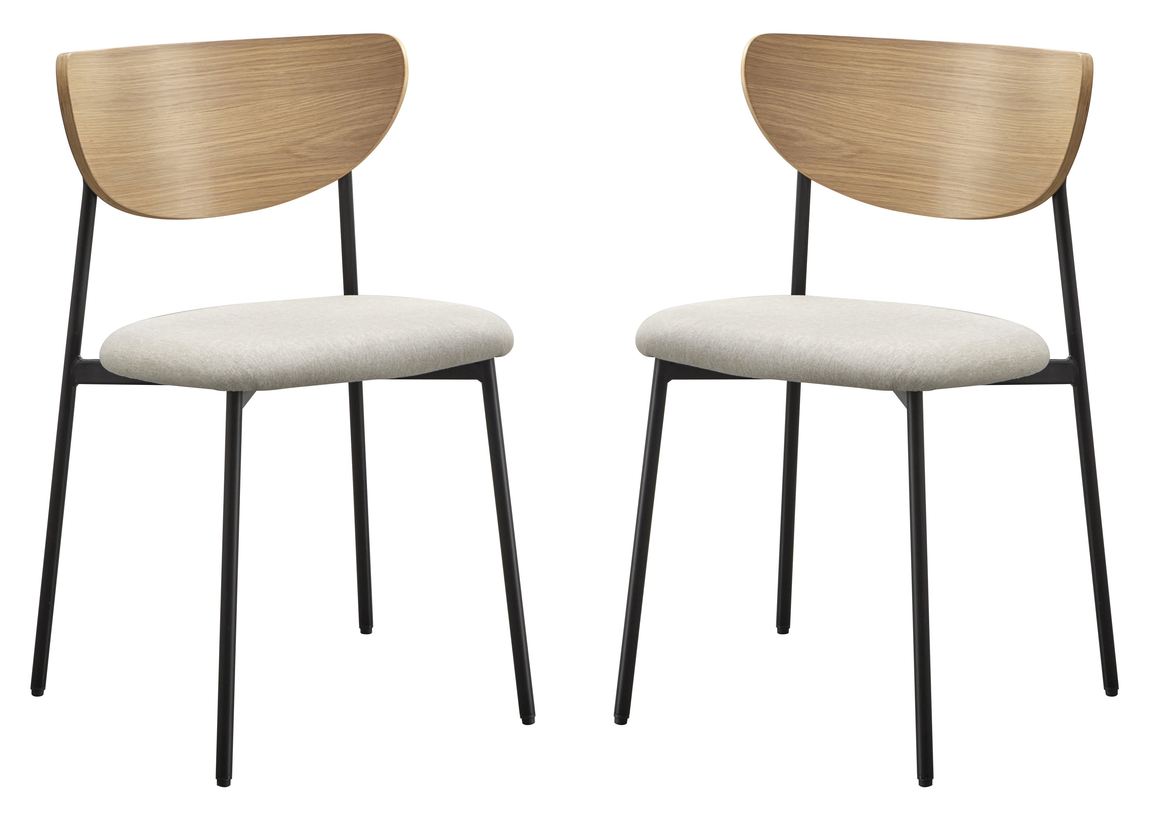 TMS Fullerton 5 Piece Round Indoor Metal Frame Dining Set, Light Oak/Beige