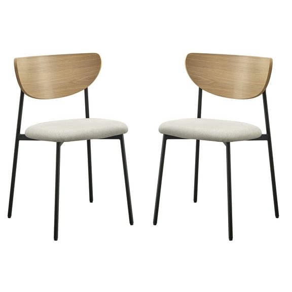 TMS Fullerton Dining Chair (Set of 2), Light Oak/Beige