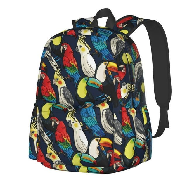 Sikiie Parrot Print Lightweight Student Backpack, Suitable for School, Work, Sports and Travel, Ergonomic Large-capacity Backpack, Unisex
