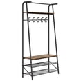 thumbnail image 6 of Aoile Coat Rack Shoe Bench, 4-in-1 Hall Trees Entryway Bench with Storage & Hanging Bar for Living Room, Bedroom, Bathroom (11.4"D x 31.5"W x 71.2"H), 6 of 9