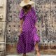thumbnail image 1 of ICHUANYI Clearance Women's Three Quarter Sleeve Casual Maxi Dress Bohemian Floral V-Neck Puff Short Sleeve Beach Tiered Sundress Long Dress(Purple, S) ICHUANYI WER2023080712079, 1 of 8