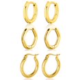 thumbnail image 1 of JeenMata Juego de 3 Elegantes Pendientes de Aro en Oro Amarillo, 1 of 5