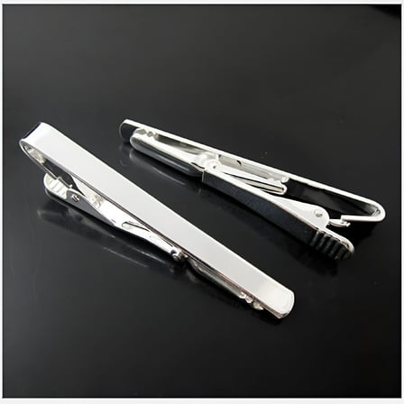 DESIGNICE Silver 60Mm Tie Bar Clip Stainless Steel Skinny Mens Boys Plain Solid Clasp Pins, Silver 1* Tie Clip