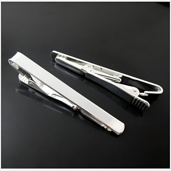 DESIGNICE Silver 60Mm Tie Bar Clip Stainless Steel Skinny Mens Boys Plain Solid Clasp Pins, Silver 1* Tie Clip