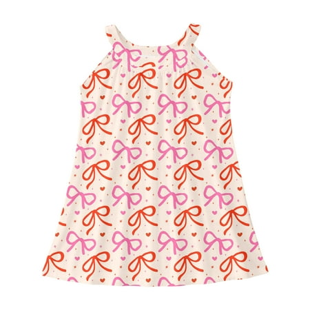 RTKFRFLM Toddler Girl Dress Bow Knot Beach Swim Cover Up Summer Sleeveless Tank Dresses Tween Girls Dresses 13-14 Years