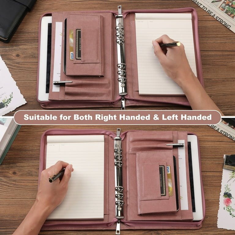 KISSKI.H Olvido A5 6 Ring Zippered Binder with Card Holder, Pink KISSKI.H Olvido A5 6 Ring Zippered Binder with Card Holder, Pink