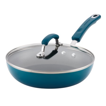 Rachael Ray 9.5  Classic Brights Hard Enamel Nonstick Deep Frying Pan  Marine Blue