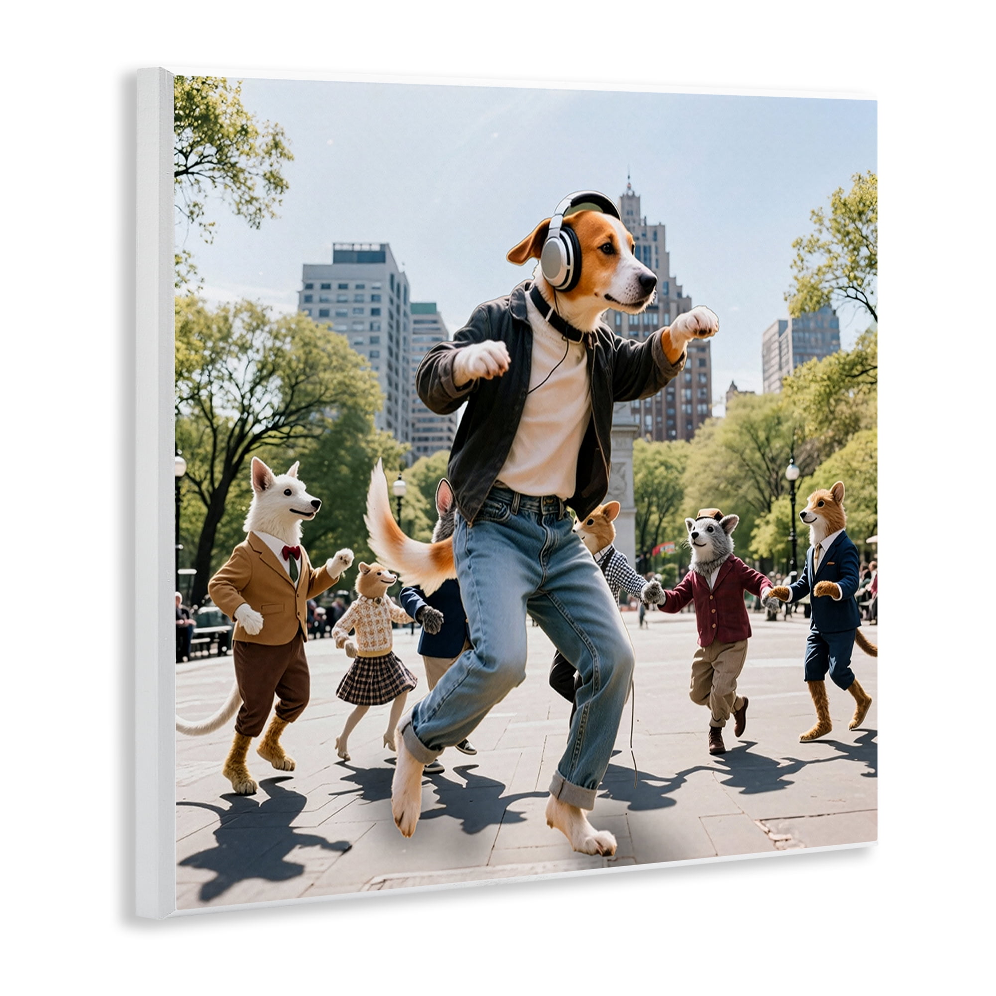 Stupell Industries Stylish Dog Dancing in Park Wall Plaque Art, design by CAD Designs