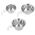 thumbnail image 4 of Stainless Steel Camping Bowls, Rustproof 3 PCS Folding Camping Bowl Tableware Extended Handle  For Mountaineering, 4 of 8