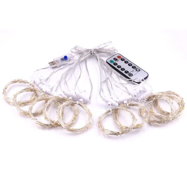 Desiderio 3x3 metros 300LED Luz de cortina de alambre de cobre Control remoto cortina cadena de luz alimentada por USB Luz de decoración festiva