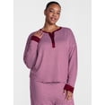 thumbnail image 2 of Joyspun Women's Cozy Lounge Collection Hacci Long Sleeve Henley Sleep Top, Sizes XS to 3X, 2 of 6
