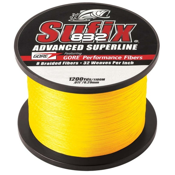 Sufix 832 Advanced Superline Braid Fishing Line 1200yd Spool 10 lb Hi-Vis Yellow