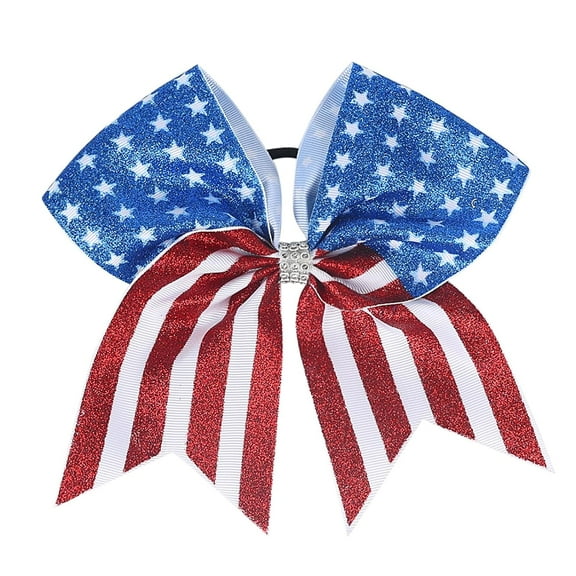 Monebena 4th of July Hair Bows Fourth of July Red White and Blue Bow Hair Accessories Hair Bow Hair Scrunchies for Women Patriotic Accessories for Women Memorial Day Supplies Flag Design Cheer Bows