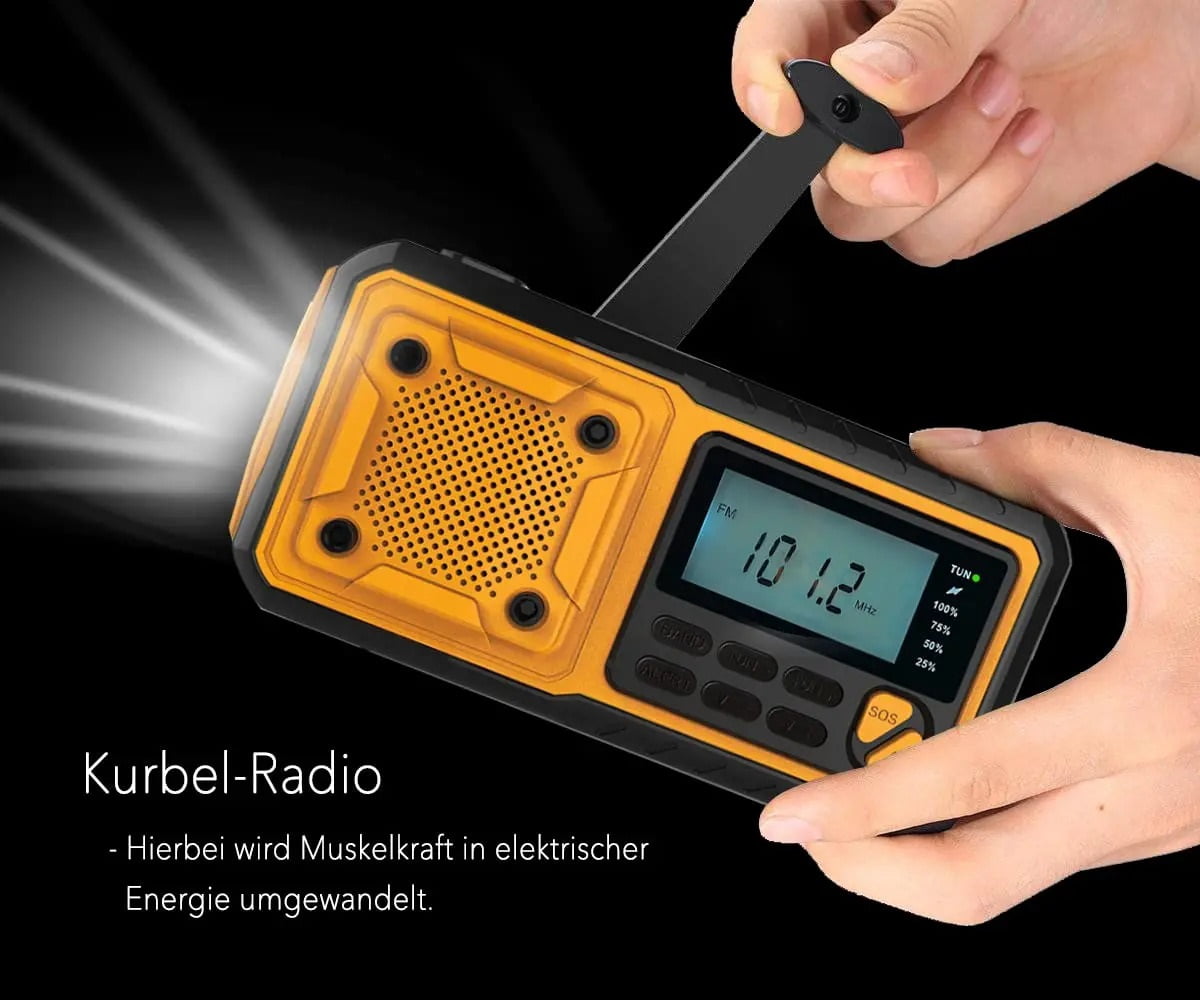 Multifunctional Hand Crank Solar USB Charging FM AM SW Radios Emergency LED Flashlight Torch 4000mAh Power For Camping ,Listen Anytime, Anywhere
