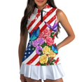 thumbnail image 3 of HUIACONG Vintage Flag Roses Breathable Ladies Golf Shirts, Half Zip Golf Tank Tops Lightweight Quick Dry for Sports Tennis Running, 3 of 7