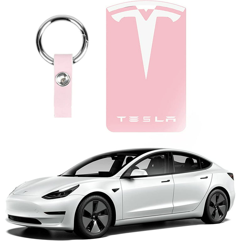 Petmoko Tesla Key Card Holder for Model 3 and Model Y Silicone Protector Key Chain Logo Pattern Car Accessorie, Men's, Size: One size, Pink