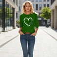 thumbnail image 5 of St. Patrick's Day Graphic T-Shirt for Women Shamrock Heart Print Long Sleeve Crewneck Casual Loose Fit Holiday Party Festive Tee Shirt Top, 5 of 7