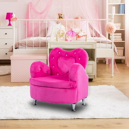 Gymax Rose Kids Sofa Armrest Chair Couch Soft Velvet Toddler