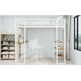 thumbnail image 4 of Newest White Loft Twin Bed with L Shaped Desk,Dual Stair Access, 360° Railing, Study & Storage for Teens, 4 of 13