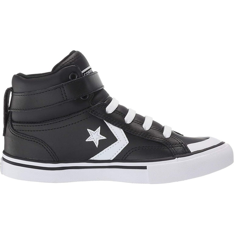 Converse Kids\' Pro Blaze Strap Leather, Black/White/White, Size Little Kid  1.0