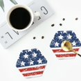 thumbnail image 4 of Fuzoiu USA Colors Stripes1 Print Leather Coasters Set,Drink Coasters Set of 4,for Tabletop Protection, Durable PVC Coasters,Home Décor and Housewarming Gift-Hexagon, 4 of 6