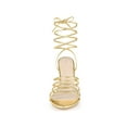 thumbnail image 6 of BLISSFUL STEP Women's Lace Up Strappy Slingback Stiletto High Heel Sandals Gold 6, 6 of 8